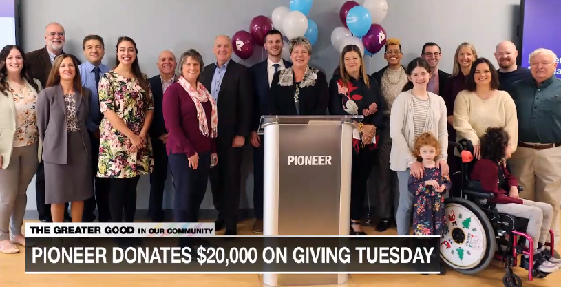 News Channel 13 news coverage thumbnail stating: Pioneer Donates $20,000 On Giving Tuesday