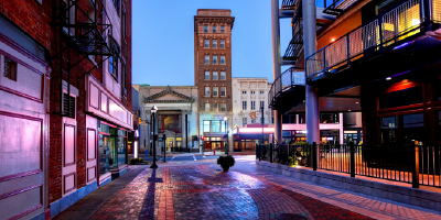 Jay Street in Schenectady, New York during the evening