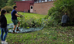 A few of the Pioneer employees helping with maintenance and landscaping at Resurrection Lutheran Church in Cairo