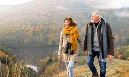 Adult couple walking outdoors