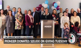 News Channel 13 news coverage thumbnail stating: Pioneer Donates $20,000 On Giving Tuesday