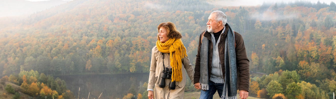 Adult couple walking outdoors