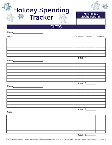 holiday spending tracker