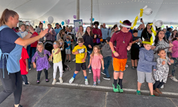 Kids at the Pioneer Grand Carnival during a dance party