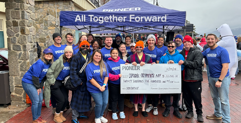 Pioneer presents a $20,000 check to Special Olympics New York