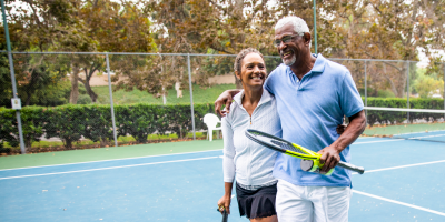 Couple on tennis courts