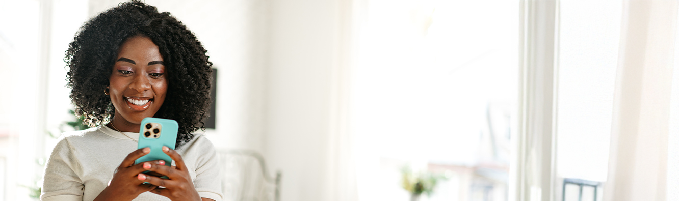 Woman checking smartphone