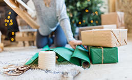 Woman wrapping gifts