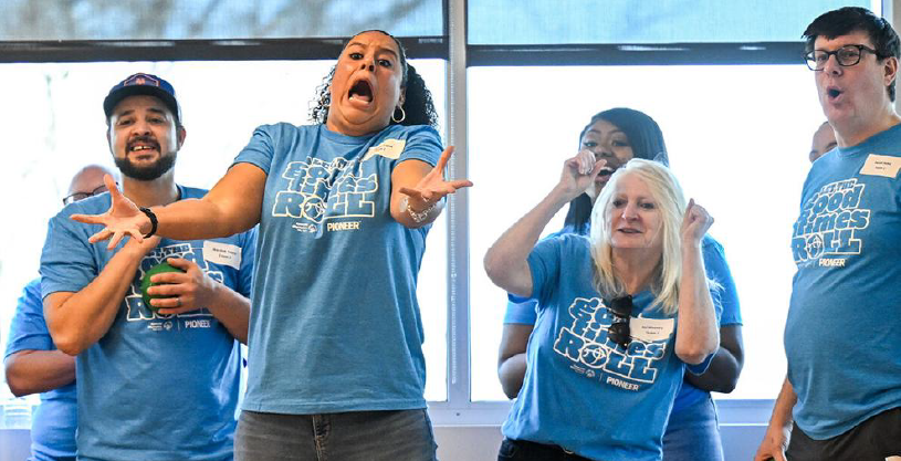 Nicole Frank reacts to the path of her ball when Pioneer teamed up with Special Olympics to host a first ever Unified Bocce Tournament. Photo: Peter. R Barber