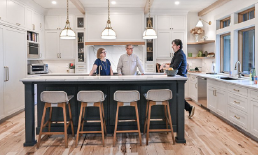 Phinney Design Group principal Mike Phinney, right, with homeowners Anne and Paul Krump.
Donna Abbott-Vlahos | Albany Business Review