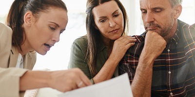 Woman showing couple papers