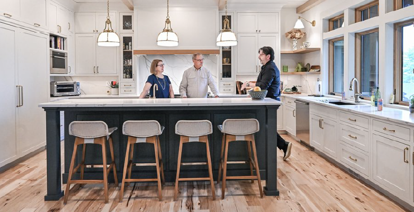 Phinney Design Group principal Mike Phinney, right, with homeowners Anne and Paul Krump.
Donna Abbott-Vlahos | Albany Business Review
